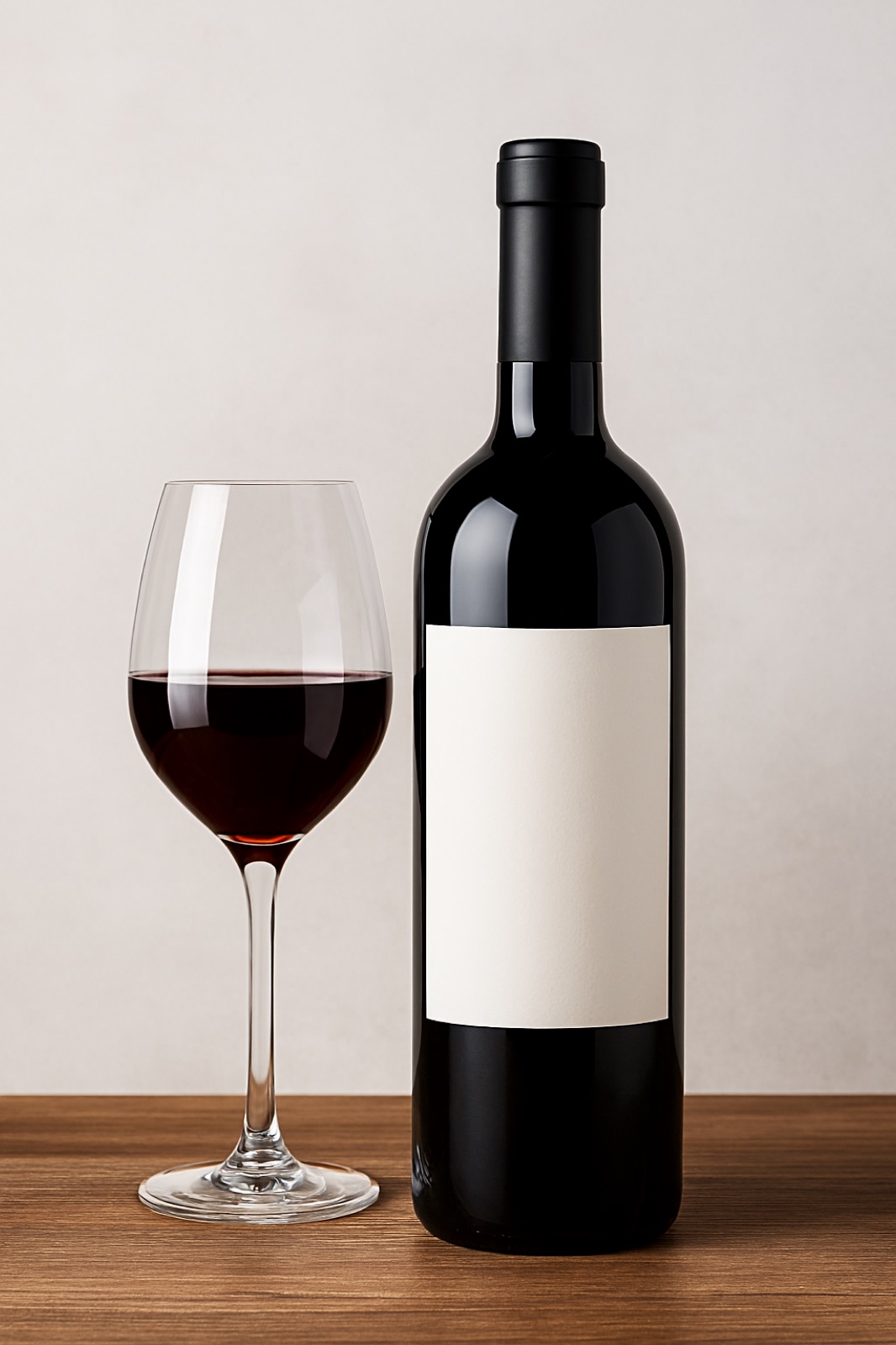 Blank label with a glass — the art of labeling wine